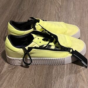Adidas Neon Yellow Platform Sneakers with Side Zipper – Women